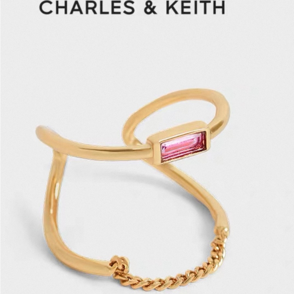 Charles & Keith Rose Gold Pink Stone Ring